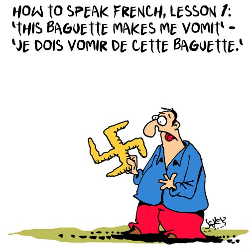 How to speak French, lesson 1: 'This baguette makes me vomit' - 'Je dois vomier de cette baguette.'