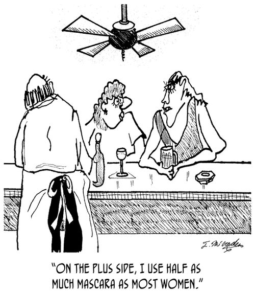 "On the plus side, I use half as much mascara as most women."
