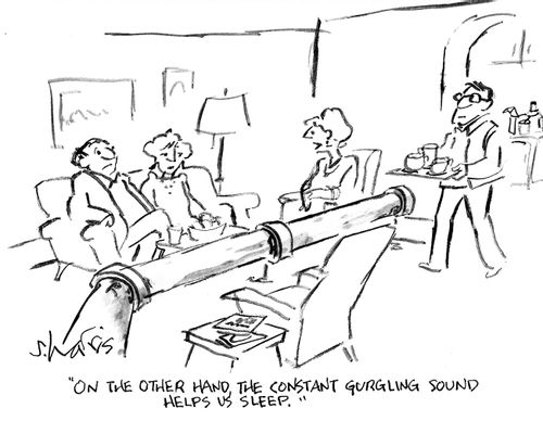 "On the other hand, the constant gurgling sound helps us sleep."