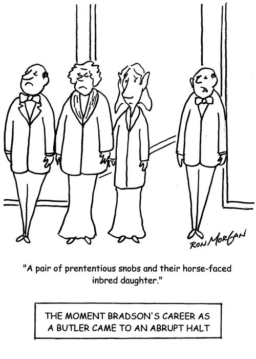 The moment Bradson's career as a butler came to an abrupt halt.