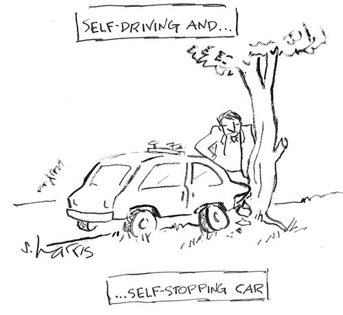 Self-driving and...self-stopping car.