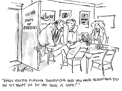 "When you're playing twenty-one and you have seventeen, do you sit tight or do you take a card?"
