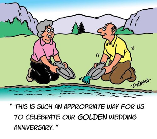 'This is such an appropriate way for us to celebrate our GOLDEN wedding anniversary."