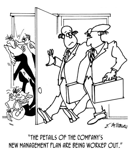 'The details of the company's new management plan are being worked out.'