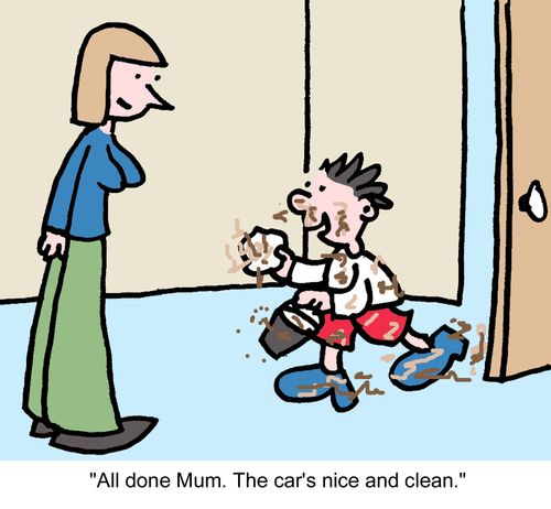 'All done Mum. The car's nice and clean.'