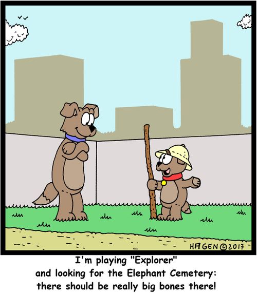 "I'm playing "Explorer" and looking for the Elephant Cemetery: there should be really big bones there!"