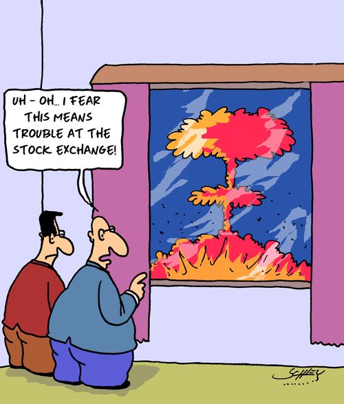"Uh-oh...I fear this means trouble at the stock exchange!"