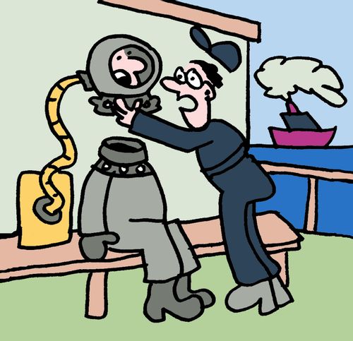 "Diving suit problem. Decapitate."