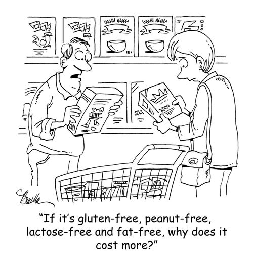 "If it's gluten-free, peanut-free, lactose-free and fat-free, why does it cost more?"