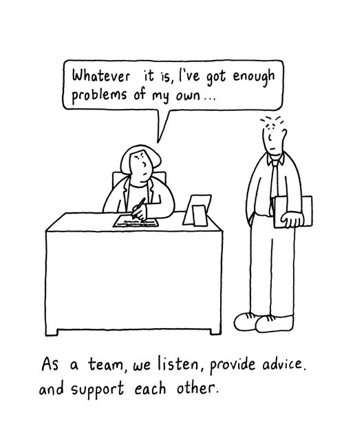 As a team, we listen to each other's problems.