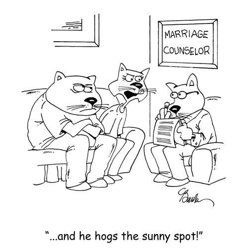 '...and he hogs the sunny spot!'