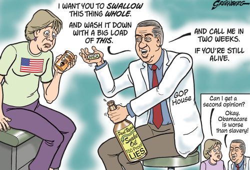 "I want you to swallow this thing whole. And wash it down with a big load of this. And call me in two weeks. If you're still alive."