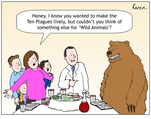 "Honey, I know you wanted to make the Ten Plagues lively, but couldn't you think of something else for 'Wild Animals'?"