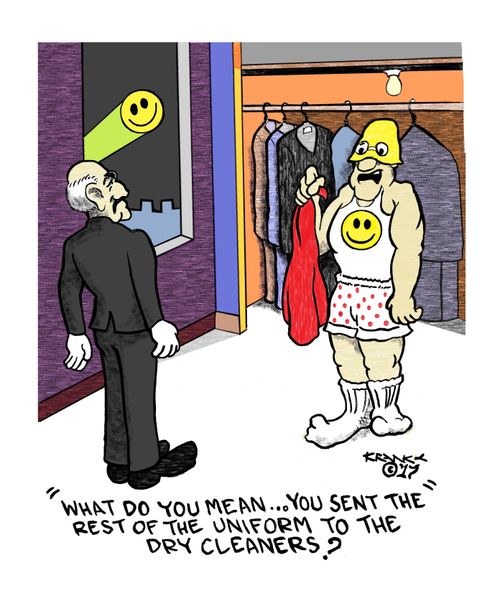 'What do you mean... You sent the rest of the uniform to the dry cleaners?'