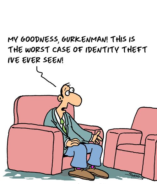 "My goodness, Gurkenham! This is the worst case of identity theft I've ever seen!"