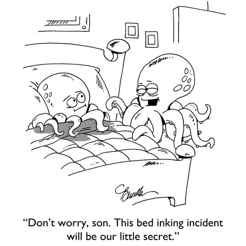 'Don't worry, son. This bed inking incident will be our little secret.'