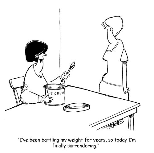 "I've been battling my weight for years, so today I'm finally surrendering."
