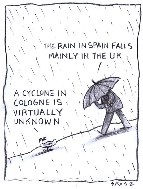 "The rain in Spain falls mainly on the UK."