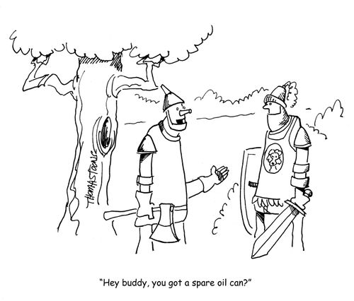 "Hey buddy, you got a spare oil can?"