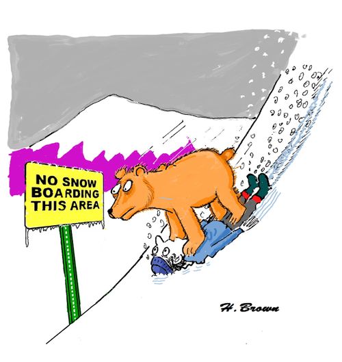 No snowboarding in this area.