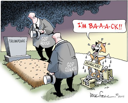 Trumpcare is buried by the House and Senate while Obamacare remains alive.