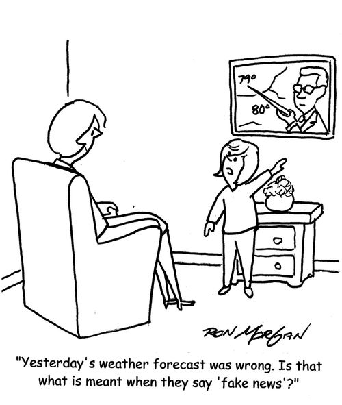 "Yesterday's weather forecast was wrong. Is that what is meant when they say 'fake news'?"