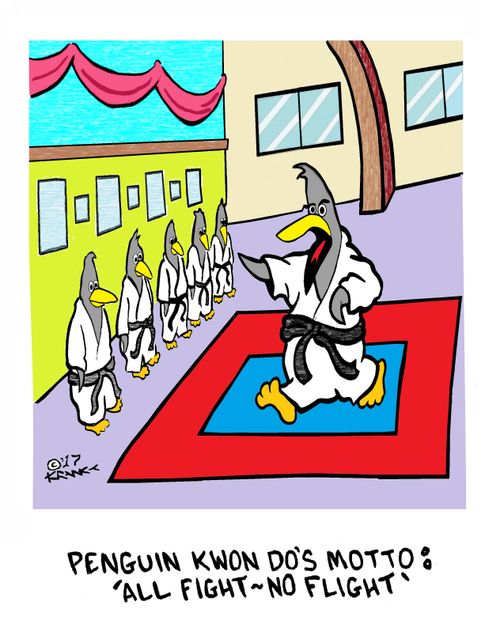 Penguin Kwon Do's motto: 'All fight - No flight'