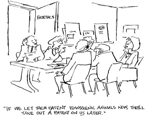"If we let them patent transgenic animals now, they'll take out a patent on us later."