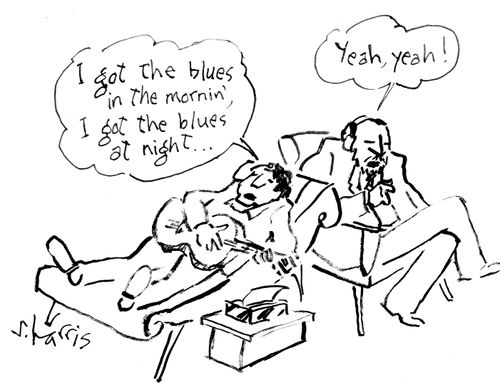 "I got the blues in the morning', I got the blues at night...'  "Yeah, yeah."