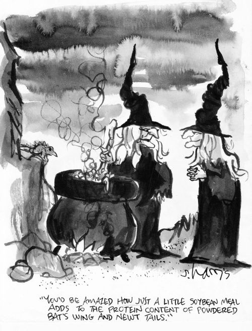 "You'd be amazed how just a little soybean meal adds to the protein content of powdered bats wing and next tails."