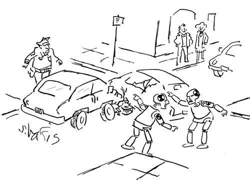 Crash test dummies get into a car accident.