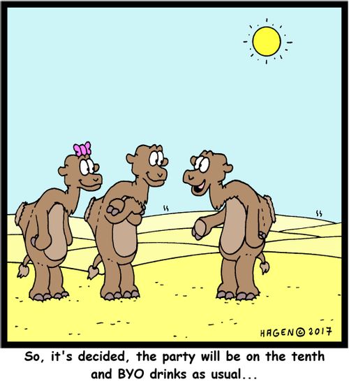 "So, it's decided, the party will be on the tenth and BYO drinks as usual..."