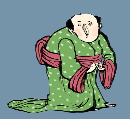 Japanese man in a kimono.