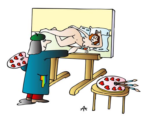 Artist painting model