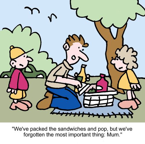 "We've packed the sandwiches and pop, but we've forgotten the most important thing: Mum."