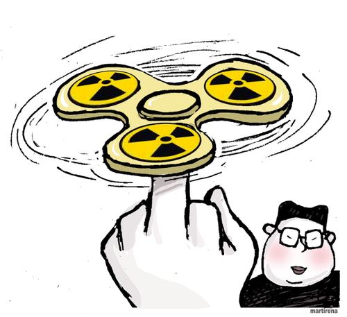 Kim Jong-un flips the bird to the world with nuclear power.
