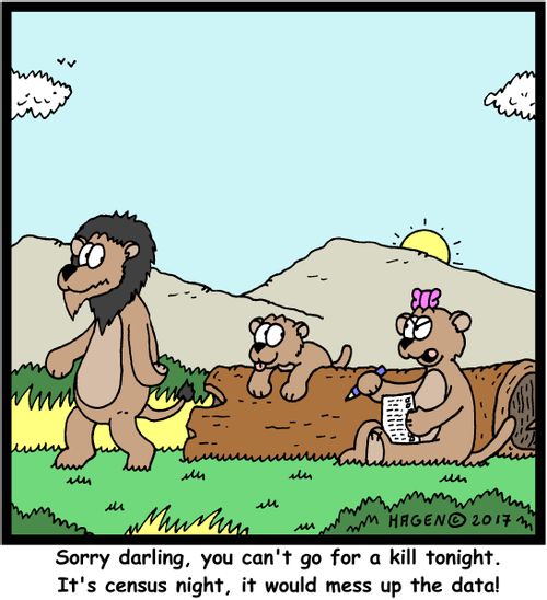 "Sorry darling, you can't go for a kill tonight. It's census night, it would mess up the data!"