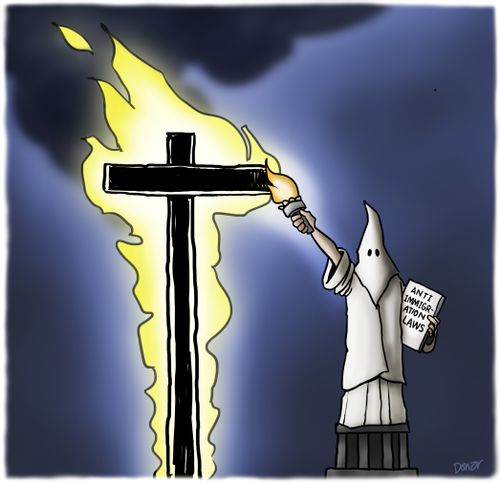 Statue of Bigotry: Anti-Immigration Laws.