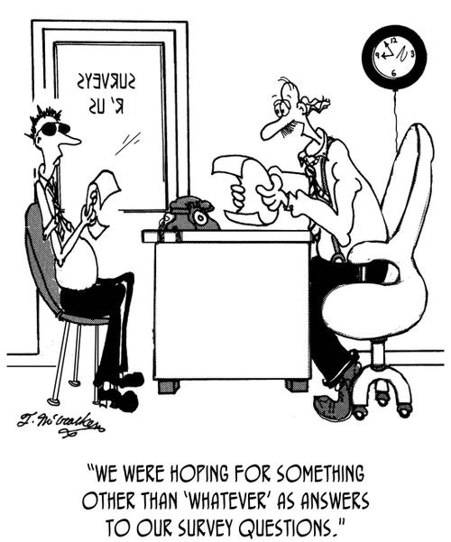 "We were hoping for something other than 'Whatever' as answers to our survey questions."