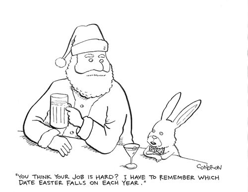 "You think your job is hard?  I have to remember which date Easter falls on each year."