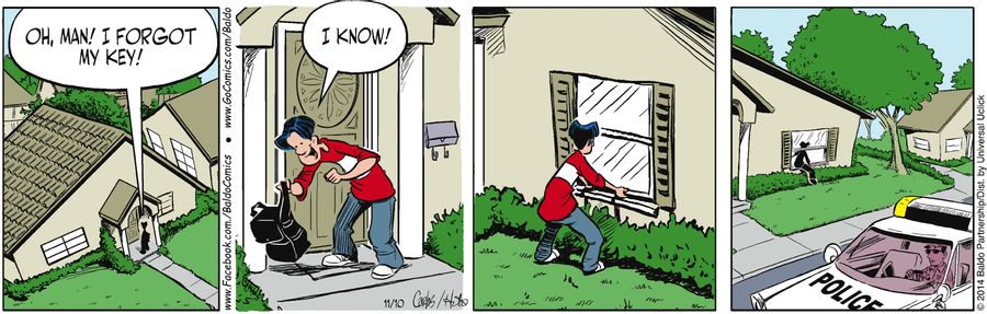 "Oh man! I forgot my key!"