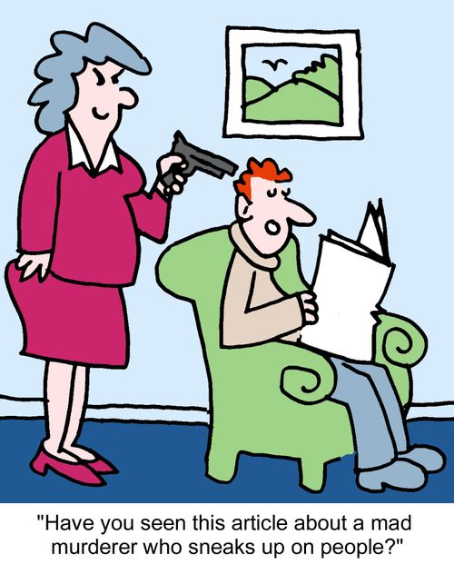 "Have you seen this article about a mad murderer who sneaks up on people?"
