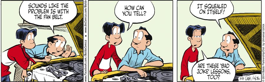 "Sounds like the problem is in the fan belt."