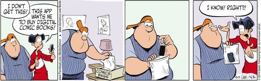 "I don't get this! This app wants me to buy digital comic books!"