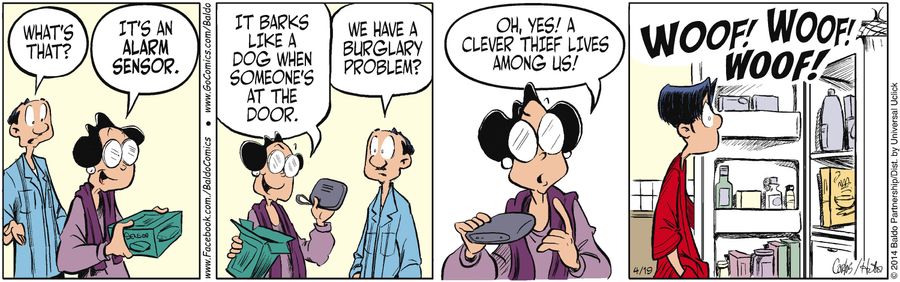 "It's an alarm sensor. It barks like a dog when someone's at the door."