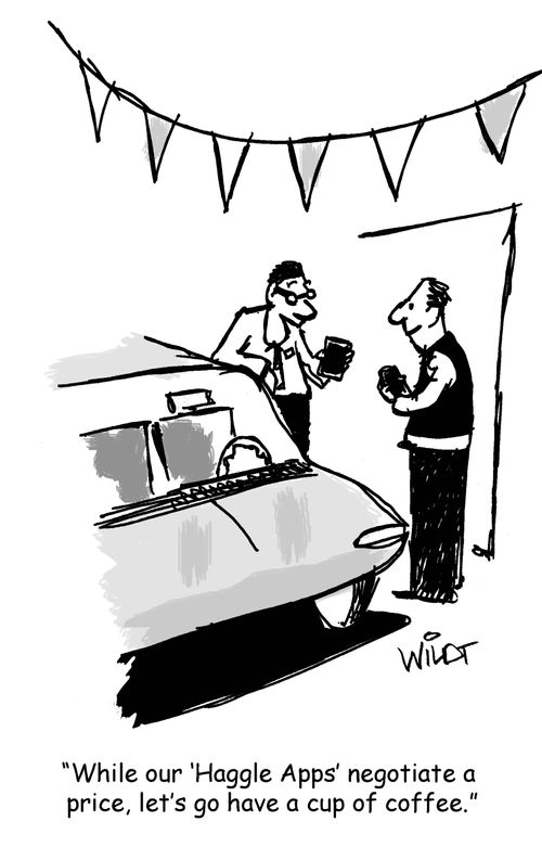 "While our 'Haggle Apps' negotiate a price, let's go have a cup of coffee."