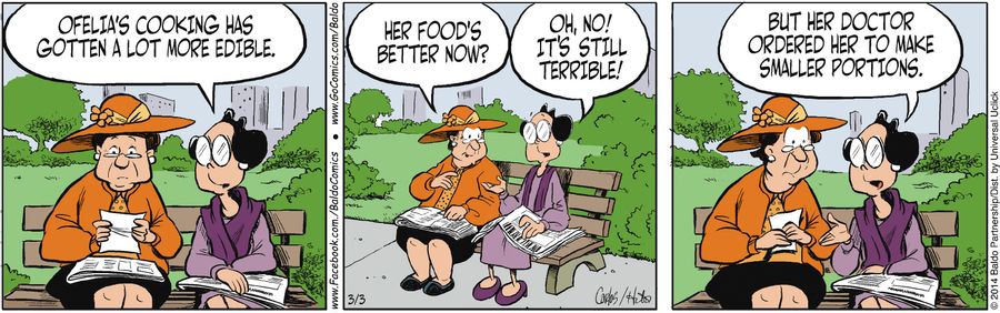 "Ofelia's cooking has gotten a lot more edible."