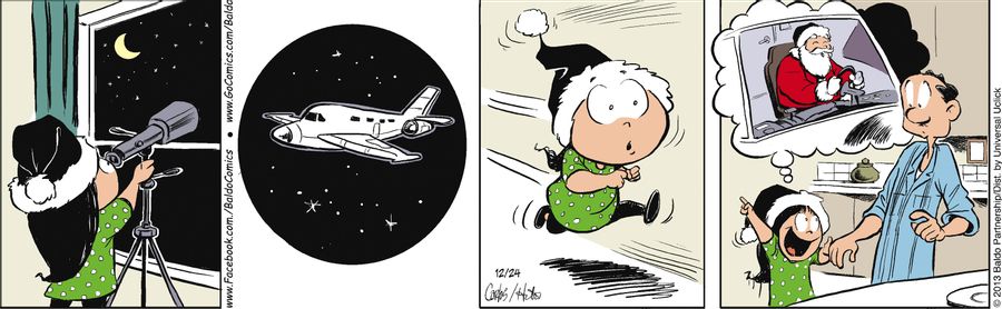 Gracie sees a plane on Christmas Eve and tells her dad Santa is flying it.