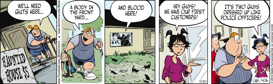 "We'll need guts here...a body in the front yard...and blood here!"