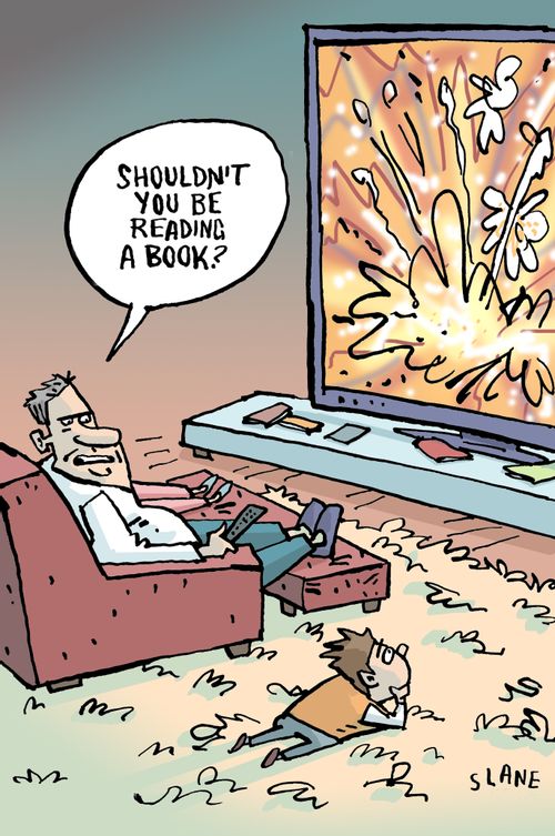 "Shouldn't you be reading a book?"
